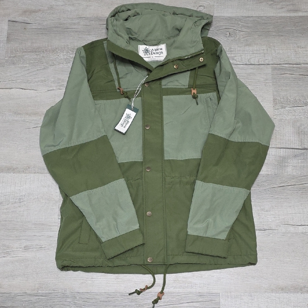 NWT Mens Alpine Design Olive Hooded Jacket- Small